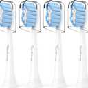 Toptheway Extra Soft Replacement Toothbrush Heads for Sensitive Teeth Compatible with Philips Sonicare Optimal Gum Care 4100 5100 and More Click-on Toothbrush Handles, 4 Pack (White+blue)