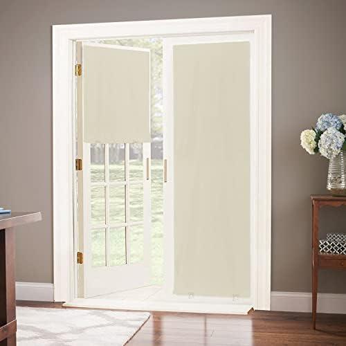 LazBlinds 100% Blackout Door Curtain, No Tools No Drill Cordless Blinds for Windows, Thermal Insulated UV Protection Privacy Window Curtains for French Door Front Door(26''W x 68''H, Cream, 1 Panel)