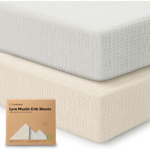 KeaBabies 2Pack Muslin Crib Sheets for Boys, Girls  100% Organic Cotton Fitted Baby Crib Mattress Sheet, Soft Breathable Standard Toddler Bed Cover Bedding Set, Neutral, Durable 52x28 (Greige)
