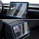[Upgrade] 2 Pack Screen Protector for Tesla Model Y Juniper 2025~2026 / 2024~2025 2026 Model 3 Highland Screen Protector 15.4-Inch Front & 8-Inch Rear Touchscreen Tempered Glass Tesla Juniper Accessories