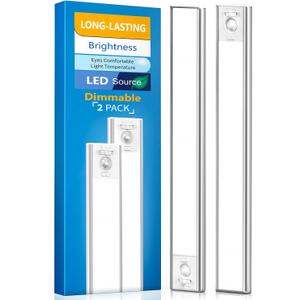 Under Cabinet Lighting, LED Motion Sensor Light Indoor, 2200mAh USB Rechargeable Closet Lights Battery Operated, Stick On Magnetic Wireless Dimmable Under Counter Lights for Kitchen(2 Pack)