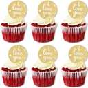 BEISHIDA 10pcs I Love You Cupcake Topper Love You Cupcake Decoration Heart Acrylic Cupcake Discs Mirror Topper Valentine Mothers' Day Cupcake Decors Wedding Anniversary Engagement Mothers' Day,Round-iloveu