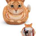 Drawstring Makeup Bag, Cute Cat Travel Makeup Bag Gifts for Women, Large Cosmetic Bag for Women, Makeup Bag Organizer, Makeup Pouch for Purse, Travel Toiletry Bag (Orange Cat)