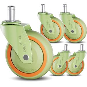 Tangle-Free Office Chair Wheels 3" Inch Hard PA Wheels Chair Casters Replacement, Heavy Duty Quiet No Scratch Gaming Chair Wheel for Hardwood Floor Carpet, Set of 5, Universal Fit/Not for 1KEA