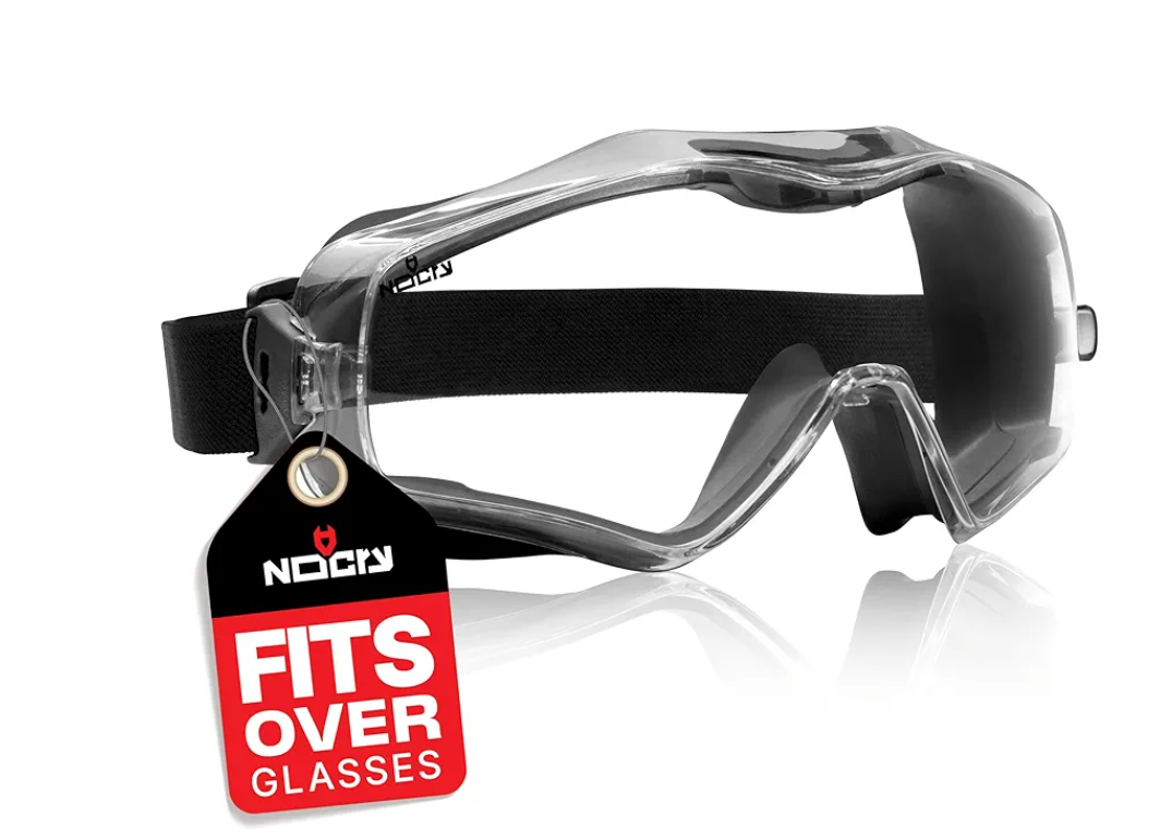 NoCry Safety Goggles Over Glasses with Extreme Impact Resistance — ANSI Z87.1 Certified Eye Protection with Anti-Fog, Anti-Scratch and UV380 Lenses — Adjustable Strap — Ideal for the Chemistry Lab