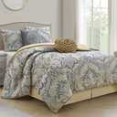 LANCO MODERN LIFESTYLE Grey Yellow 6 Piece Comforter Set, King, Elegant Floral Jacquard, Ultra Soft Bed Set for All Seasons, Bed in a Bag, Include Comforter, Bed Skirt, Pillow Shams & Decor Pillows