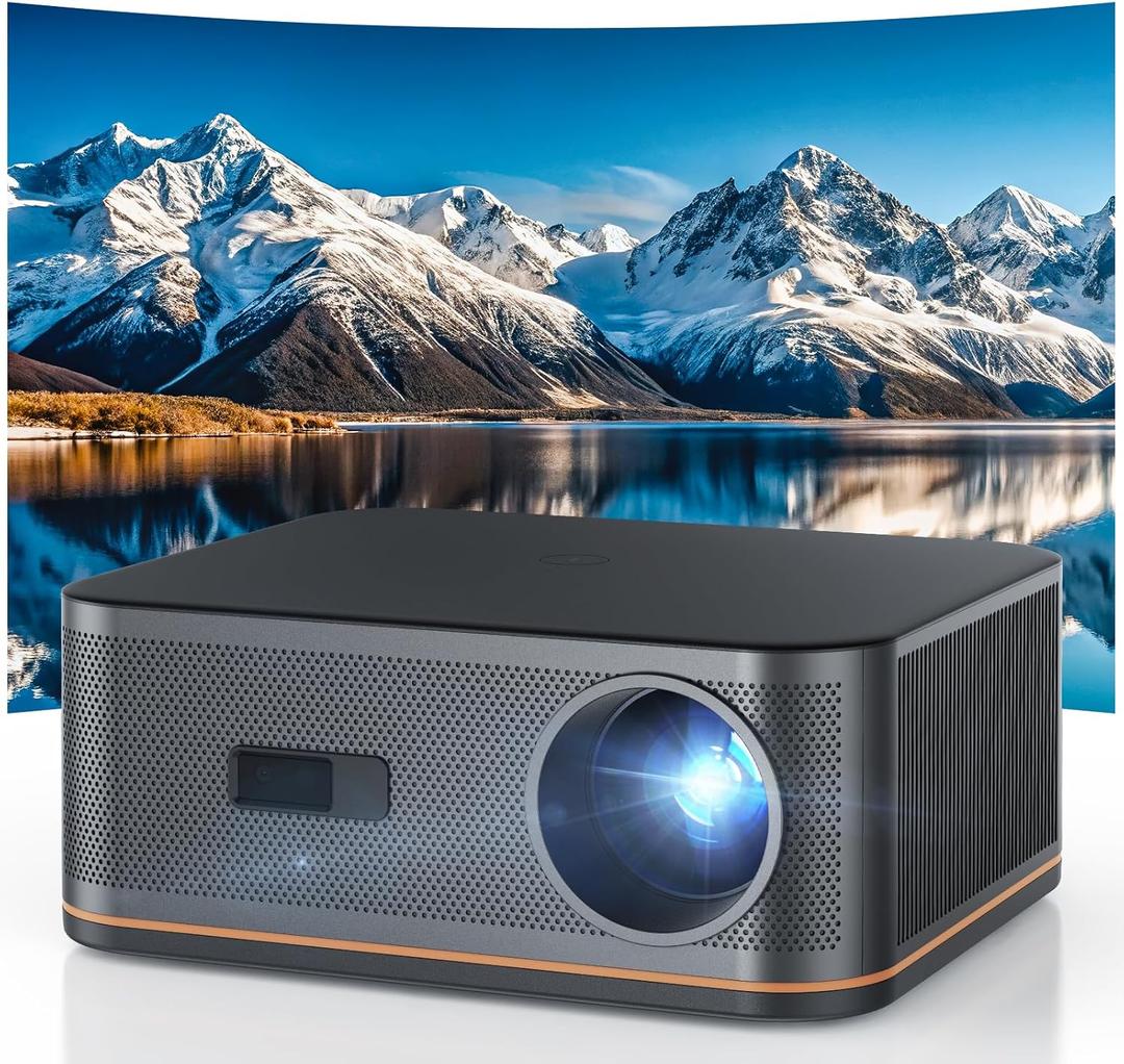 1500 ANSI 4K Full HD Projector with WiFi and Bluetooth, HAPPRUN Movie Home Theater with Auto Focus, 300'' Display for Indoor/Outdoor, Smart Proyector Compatible with Phone/TV Stick/PC/PS5 (BLACK)