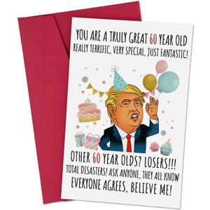 2 x Funny 60th Birthday Greeting Card for Mom, Wife, Dad, Husband, Grandma, Grandpa, Parents with Red Envelope, Naughty Card, Happy 60th Birthday Gifts, Great 60 Year Old Gifts for Men Women
