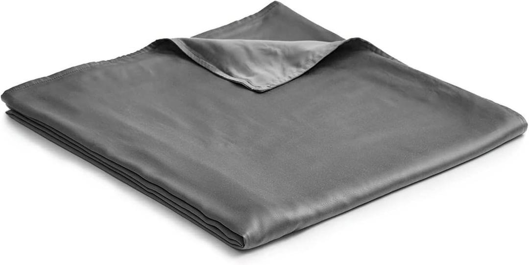 YnM Exclusive Cooling Duvet Cover for Weighted Blankets with 16 Strings (Dark Grey, 88"x104")