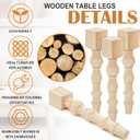Threehoney 4 Pcs Farmhouse Table Legs, 29" x5'' Pine Dining Table Legs for Furniture Unfinished Wooden Furniture Dining Cottage Bench Coffee for DIY(Round)