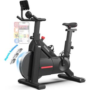 YESOUL Self-Powered-Fan Exercise Bike with Dynamic LED Light Effects, 300 LBS Magnetic Resistance Indoor Stationary Cycling Workout Bike for Home Pro Livestreaming Classes, Smart Exclusive App