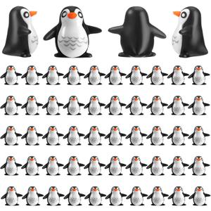 50 Pcs Miniature Penguin Figurines Resin Penguin Cake Topper Mini Toys Animal Birthday Decorations for Micro Fairy Landscape Garden Decor Party Supplies School Project
