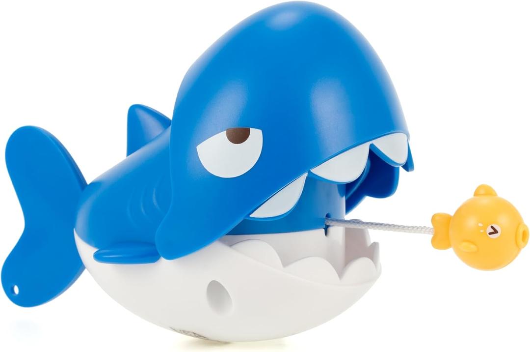 DUCKBOXX XX Pull-String Wind-up Chasing Shark Bath Toy, No Battery Mold-Free Anti-Rust Interactive Montessori Toy for Kids