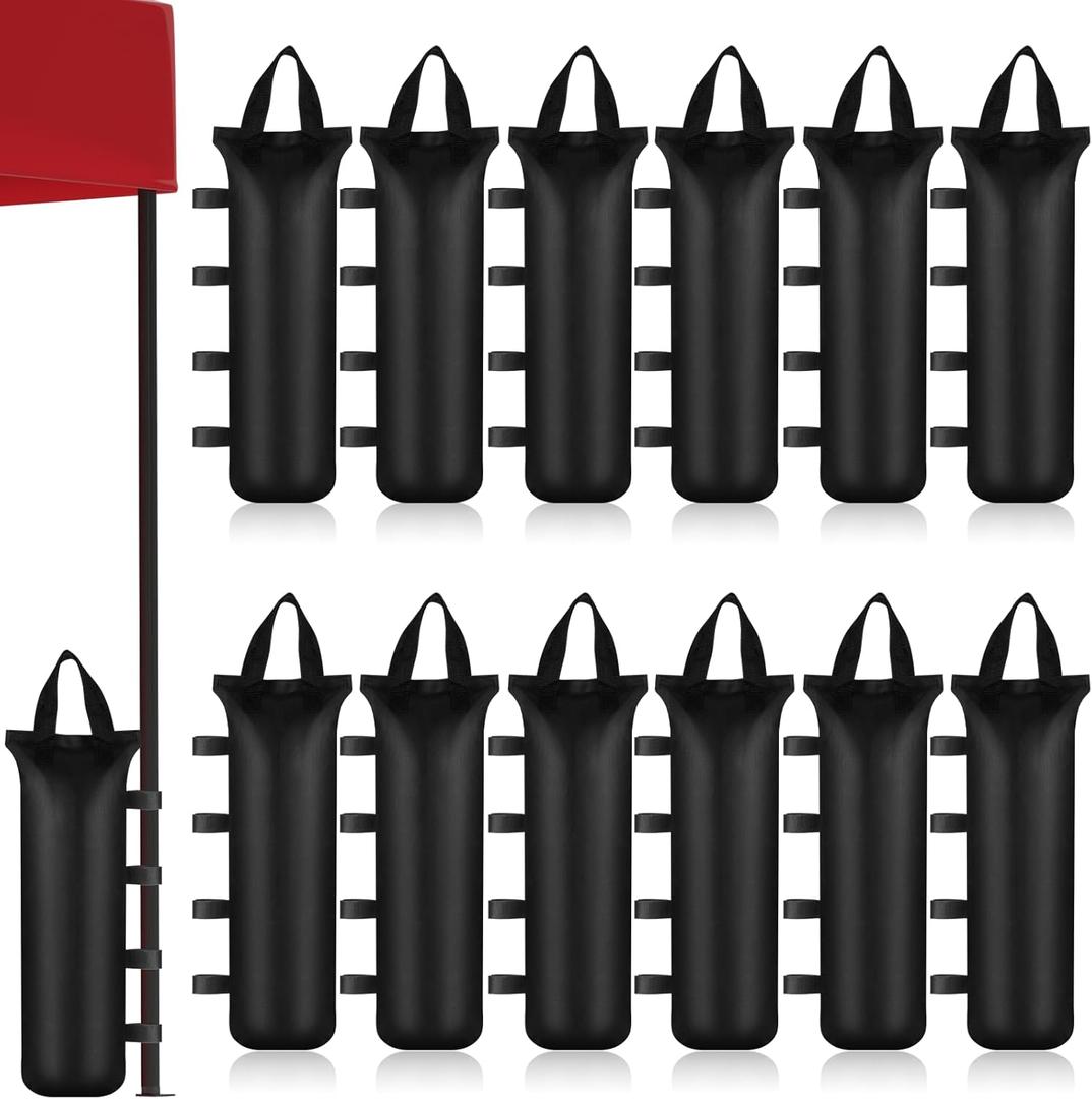 12 Pack Canopy Weight SandBags, 264 LBS Black Extra Large Pop Up Tent Weights Heavy Duty Sandbag for Canopy Legs, Gazebo, Outdoor Sun Shelter, Umbrella, 7.9"20", Without Sand