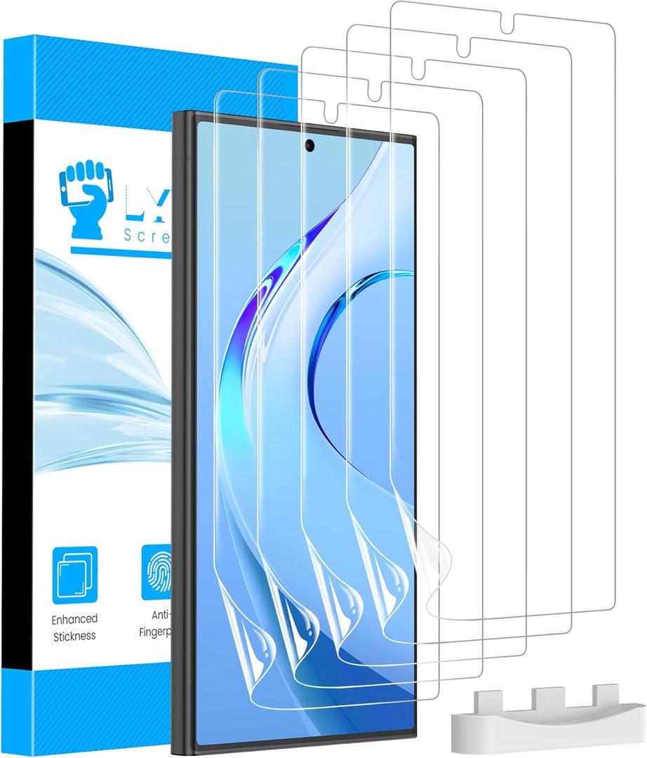 LYWHL 5 Pack for Samsung Galaxy S23 Ultra Screen Protector [Like Original Fingerprint Unlock], Real Invisible Self-Healing Protective Film [Not Glass], HD Clear, Case Friendly, Scratch-Resistant (Transparent)