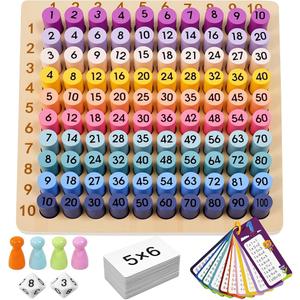 Wooden Montessori Multiplication Board Game, Educational Toy Multiplication Math Table Board Game for Kids 310, Toddlers Multiplication Chart Math Games Montessori Counting Toy