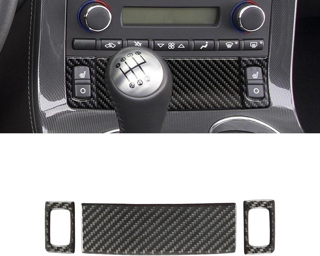 Real Carbon Fiber Center Control Seat Heating Button Panel Trim Compatible with Corvette C6 2005-2013, Interior Decor Sticker Accessories