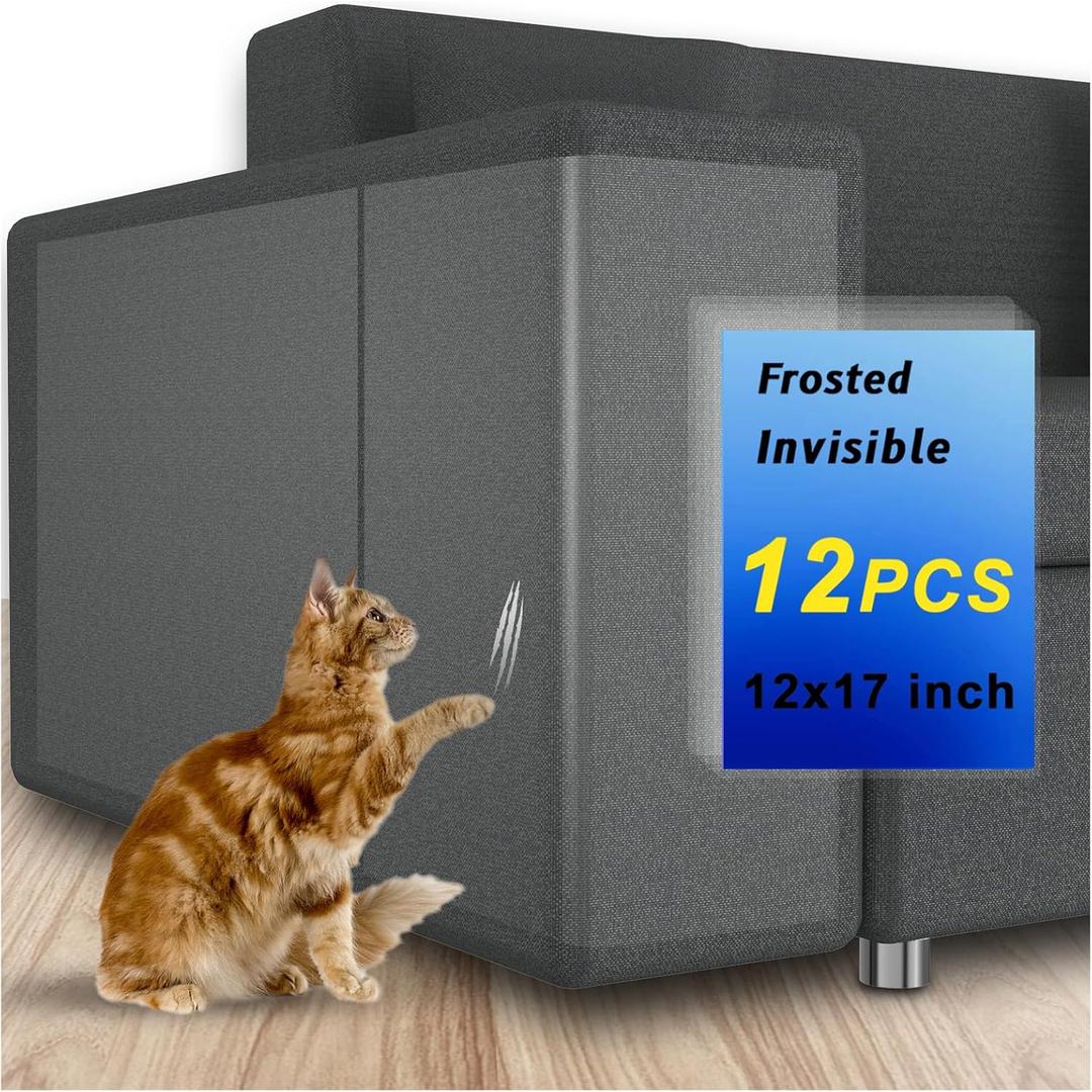 Anti Cat Scratch Furniture Protectors from Cats Scratching Stop, 12 Pack Self-Adhesive Single Side Couch Sofa Corner Protector from Cat Claws