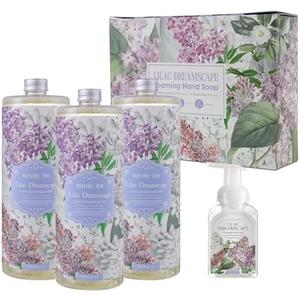 ROMIIE ZOI Lilac Foaming Hand Soap Refill Gift Set – 3 Pack (33.8 Fl Oz Each) with Refillable Dispenser, Soft Floral Scent, Moisturizing, Biodegradable & Chemical-Free Formula for Bathroom, Kitchen