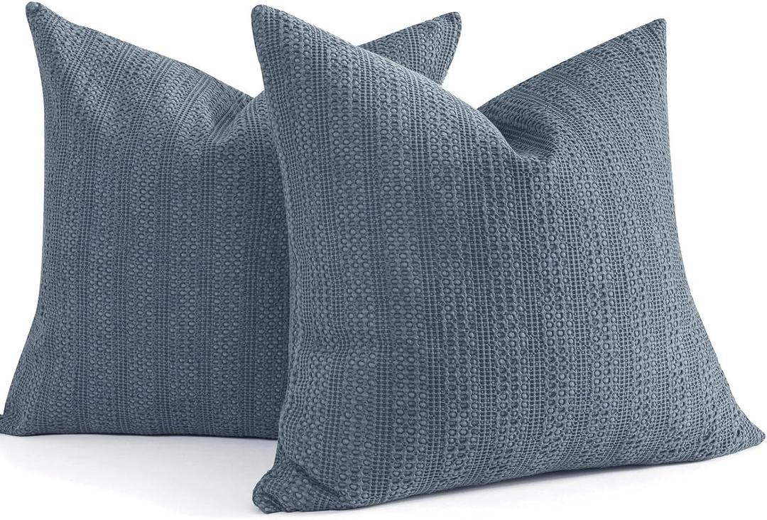 24x24 Pillow Covers Set of 2 Euro Sham Pillow Covers Cotton Euro Pillow Shams, Boho Throw Pillow Covers Large Decorative Square Pillowcase for Couch Bed, Blue Grey