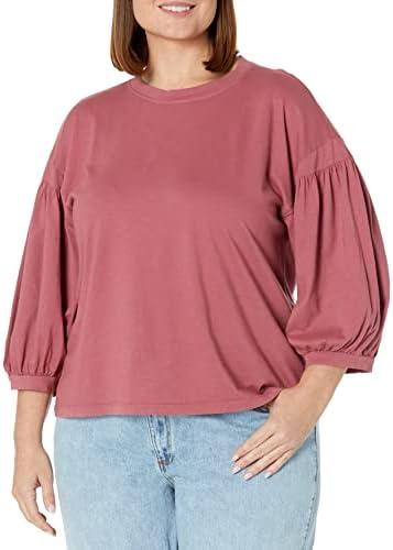 Velvet by Graham & Spencer Women's Prudy Sueded Jersey Puff Sleeve T-Shirt, L
