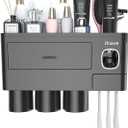 iHave Toothbrush Holders for Bathrooms, 3 Cups Toothbrush Holder Wall Mounted with Toothpaste Dispenser - Large Capacity Tray, Cosmetic Drawer - Bathroom Organizer & Bathroom Organization and Storage