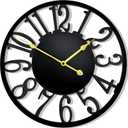16 Inch Large Outdoor Clock, Silent Battery Operated Modern Wall Clock, Black Metal Decorative Clock for Patio, Porch, Pool Area, Farmhouse, Living Room