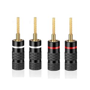 HiFi Flex Pin Banana Plugs, 2mm pin Banana connectors/Plugs, for Spring-Loaded Inputs/Speaker Terminals (2 Pairs)