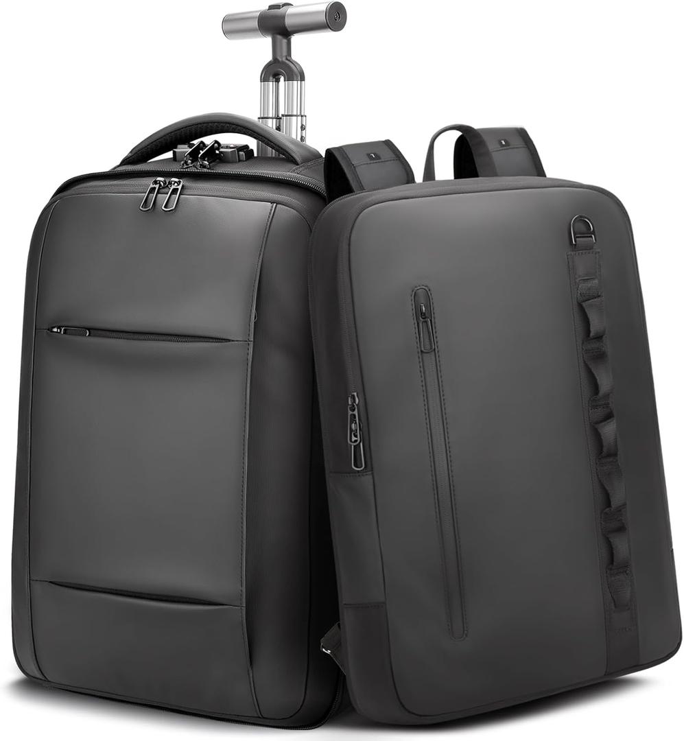 2-in-1 Detachable Carry On Rolling Backpack - Splits into Two Bags for Travel, 50L Wheeled Backpack with 17.3 Padded Laptop Sleeve, USB Charging Ports, TSA Lock, Waterproof Luggage Suitcase