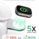 AOK-AOK Foldable Wireless Charging Station, 15W Magnetic Fast Charger Stand for iPhone 17 16 15 14 13 12 Pro Max&Apple Watch&Airpods, 2-in-1 Charger for Home/Office/Travel(30W Adapter Included)