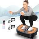 Vibration Plate Exercise Machine, LERTIN Compact Portable Full Body Vibration Platform for Lymphatic Drainage, 9 Preset Auto Mode Fitness Board for Weight Loss Shaping, with Resistance Bands