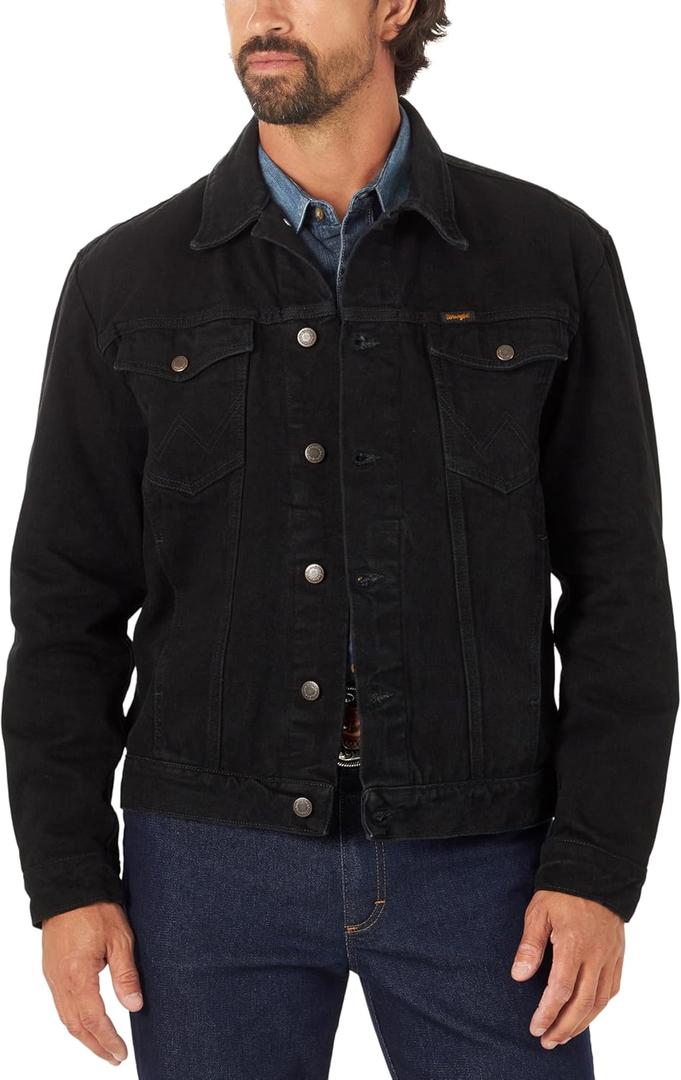 Wrangler men's Cowboy Cut Western Unlined Denim Jacket (Large, Shadow Black)