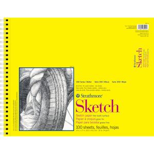Strathmore 300 Series Sketch Pad, 14x17 inch, 100 Sheets, Top Wire - Artist Sketchbook for Drawing, Illustration, Art Class Students