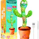 Rechargeable Dancing Talking Cactus Toy, Singing Cactus Baby Toy That Talks Back, Educational Baby Toys 18 months+ w/ 51 English Songs, Toddler Easter Basket Stuffers, Easter Gifts for Kids, Infant (Green)