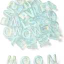 DanLingJewelry 90Pcs Random Light Turquoise Color Large Letter Beads UV Plated Iridescent Alphabet A-Z Beads for DIY Jewelry Making Bracelets