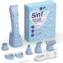 5-in-1 Bikini Trimmer for Women, IPX7 Waterproof Electric Razors Shaver, Cordless Body Hair Trimmer, Facial & Pubic Hair Removal, Ceramic Blade (Sky Blue)