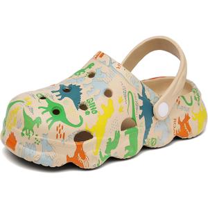 INMINPIN Kids Cute Clogs Cartoon Garden Shoes Boys Girls Slides Slippers Indoor Outdoor Children Water Shower Beach Pool Sandals,Beige A,1-1.5 Big Kids,Kids