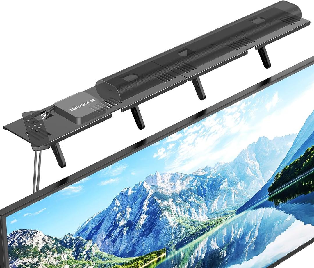 Soundbar Mount, No Drilling Steel TV Top Shelf Fits Most of Sound Bars Up to 15 Lbs, Universal Sound Bar TV Mount Bracket, Sound Bar Stand Compatible with Samsung, Sony, LG,Bose, 33.8x4.7inch (Black)
