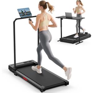 Walking Pad Treadmill for Home - Folding Treadmills with Handle Bar Portable Compact Fold up Indoor Foldable Handles Electric Walk Pads Small Spaces Mini Running Quiet Under Bed Office