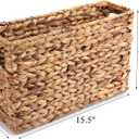 Yesland Hand-Woven Narrow Water Hyacinth Holder Wicker Basket, 15.5 x 5.5 x 9.75 Inch Decorative Magazine Storage Basket Bin for Home, Office, Desk