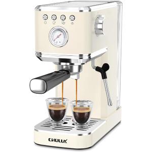 CHULUX Slim Espresso Machine with Milk Frother, 20 Bar Professional Italian Pump Espresso Coffee Machine for Home Cappuccino & Latte Maker, Stainless Steel, Creamy