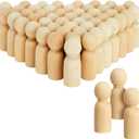 Bright Creations 50 Pack Unfinished Wooden Peg Doll Bodies, Natural Wood Figures for Painting, DIY Arts and Crafts, 2.4 inches Tall - Peg Dolls - Wooden People Figures