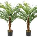 2 Set Fake Palm Tree 3ft Tall with 13 Lifelike Trunks Faux King Palm Artificial King Palm in Pots Tall Silk Plant for Indoor Home Office Living Room Floor Decor