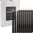 36-Pack 10-Inch Black Taper Candles - Drip-Free Unscented, Long Burning for Dinner Parties, Halloween, Home Decor, Spells & Rituals, Meditation, Prayer (25.4 cm)