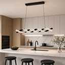 Modern LED Spiral Wave Chandelier, 45 Inch Smart Dimmable Hanging Pendant Light, 56W Linear Fixture for Dining Room, Kitchen Island, Black
