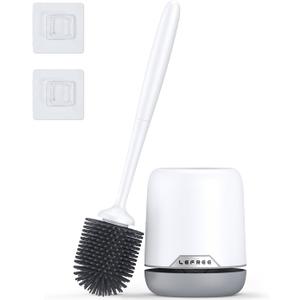 Lefree Toilet Brush and Holder Set, Silicone Brush with Ventilated Holder, Toilet Brush Set for Bathroom, Floor Standing & Wall Mounted Toilet Scrubber Without Drilling