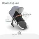 UPPAbaby RumbleSeat V2+ Second Lower Seat/Compatible with Vista V2 and Vista V3 / Adapters, Bumper Bar, Bug Shield Included/Gregory (Blue Mlange/Silver Frame/Saddle Leather)
