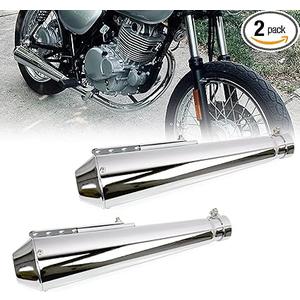 2PCS Stainless Steel Motorcycle Exhaust Muffler Silencer Pipe