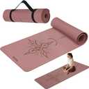 HAHE Yoga Mat Thick (8MM,1/3"), Eco-Friendly POE Non Slip Yoga Mat, High Rebound & Shock Absorption, Anti-Tear & Sweat-Resistant for Yoga, Fitness, Home, Workouts, Large Pilates Mats 72"x24" with Carrying Strap (Dark Pink)