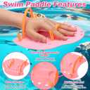 4 Pack Swim Hand Paddles for Lap Swimming, Swim Paddle with Drainage Hole, Adjustable Strap, Mesh Bag, Nose Clip, Ear Plug, Swimming Training Gear for Adults Unisex